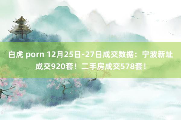 白虎 porn 12月25日-27日成交数据：宁波新址成交920套！二手房成交578套！