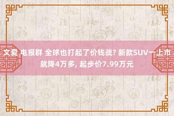 文爱 电报群 全球也打起了价钱战? 新款SUV一上市就降4万多, 起步价7.99万元