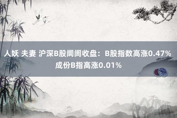 人妖 夫妻 沪深B股阛阓收盘：B股指数高涨0.47% 成份B指高涨0.01%