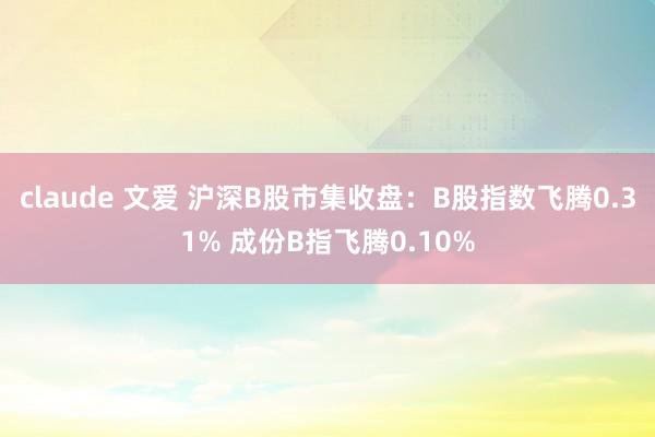 claude 文爱 沪深B股市集收盘：B股指数飞腾0.31% 成份B指飞腾0.10%