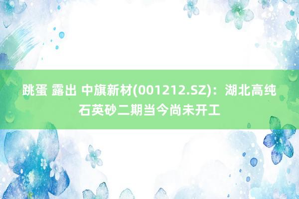 跳蛋 露出 中旗新材(001212.SZ)：湖北高纯石英砂二期当今尚未开工