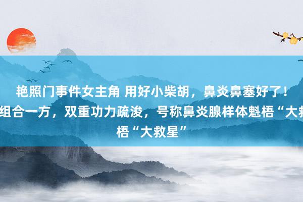 艳照门事件女主角 用好小柴胡，鼻炎鼻塞好了！搭配组合一方，双重功力疏浚，号称鼻炎腺样体魁梧“大救星”