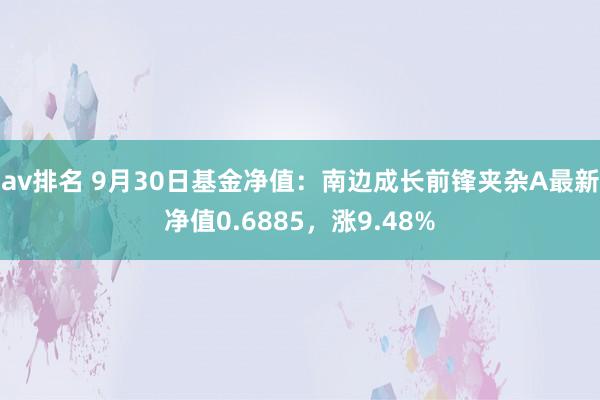 av排名 9月30日基金净值：南边成长前锋夹杂A最新净值0.6885，涨9.48%