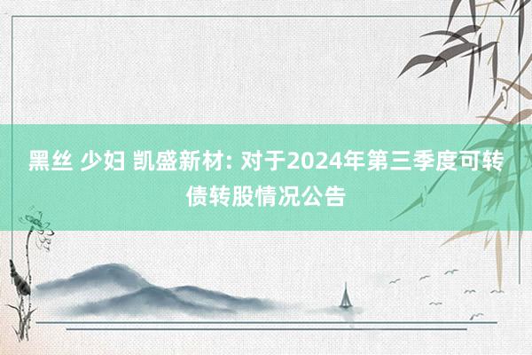 黑丝 少妇 凯盛新材: 对于2024年第三季度可转债转股情况公告