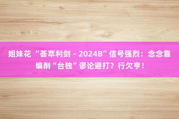 姐妹花 “荟萃利剑－2024B”信号强烈：念念靠编削“台独”谬论避打？行欠亨！