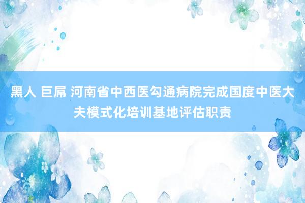 黑人 巨屌 河南省中西医勾通病院完成国度中医大夫模式化培训基地评估职责