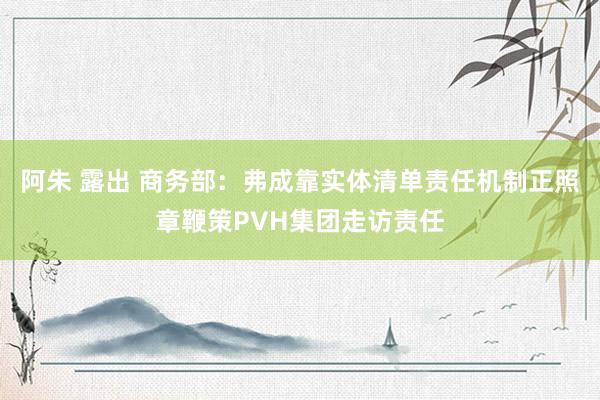 阿朱 露出 商务部：弗成靠实体清单责任机制正照章鞭策PVH集团走访责任