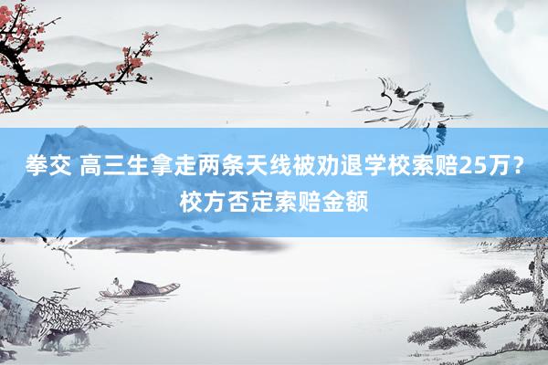 拳交 高三生拿走两条天线被劝退学校索赔25万？校方否定索赔金额