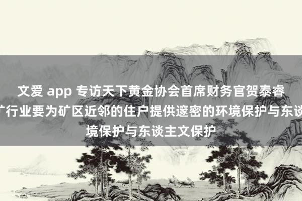 文爱 app 专访天下黄金协会首席财务官贺泰睿: 全球采矿行业要为矿区近邻的住户提供邃密的环境保护与东谈主文保护