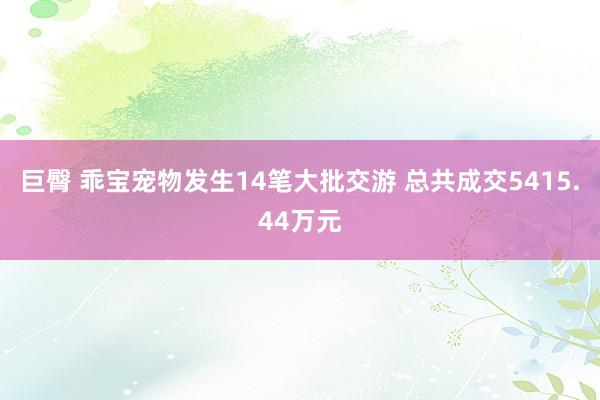 巨臀 乖宝宠物发生14笔大批交游 总共成交5415.44万元