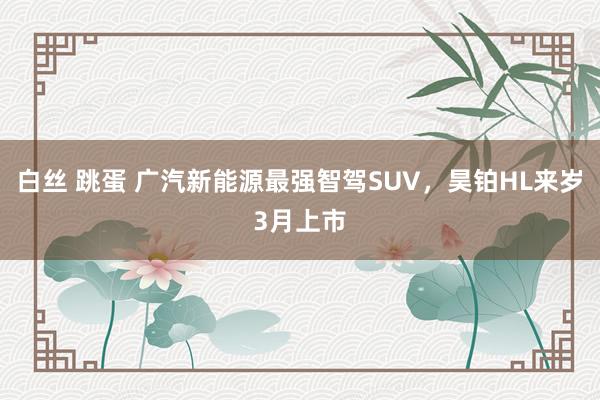 白丝 跳蛋 广汽新能源最强智驾SUV，昊铂HL来岁3月上市