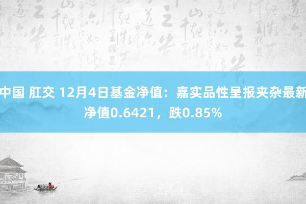 中国 肛交 12月4日基金净值：嘉实品性呈报夹杂最新净值0.6421，跌0.85%