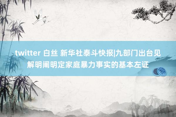 twitter 白丝 新华社泰斗快报|九部门出台见解明阐明定家庭暴力事实的基本左证