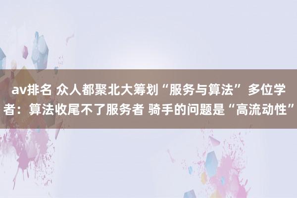 av排名 众人都聚北大筹划“服务与算法” 多位学者：算法收尾不了服务者 骑手的问题是“高流动性”