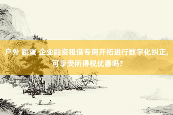 户外 跳蛋 企业融资租借专用开拓进行数字化纠正, 可享受所得税优惠吗?