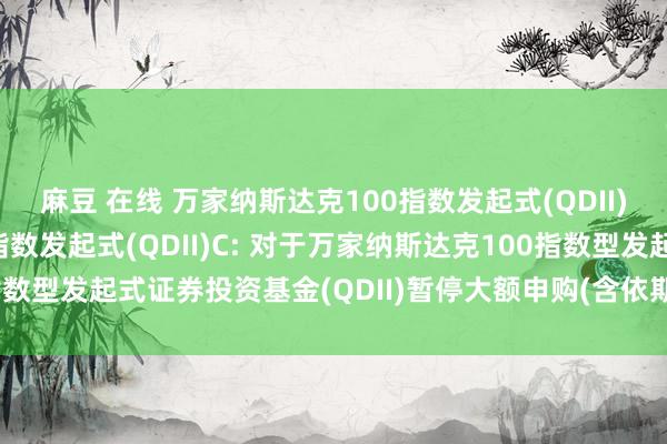 麻豆 在线 万家纳斯达克100指数发起式(QDII)A,万家纳斯达克100指数发起式(QDII)C: 对于万家纳斯达克100指数型发起式证券投资基金(QDII)暂停大额申购(含依期定额投资)业务的公告