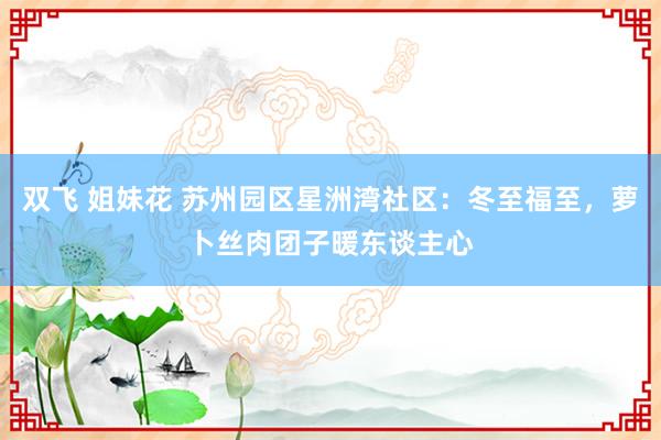 双飞 姐妹花 苏州园区星洲湾社区：冬至福至，萝卜丝肉团子暖东谈主心