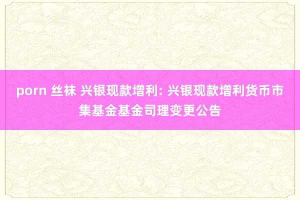 porn 丝袜 兴银现款增利: 兴银现款增利货币市集基金基金司理变更公告