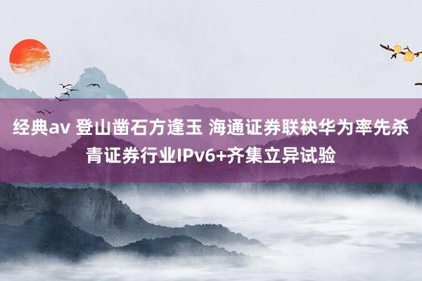 经典av 登山凿石方逢玉 海通证券联袂华为率先杀青证券行业IPv6+齐集立异试验