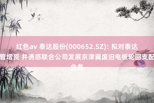 红色av 泰达股份(000652.SZ): 拟对泰达碳资管增资 并诱惑联合公司发展京津冀废旧电板轮回支配业务