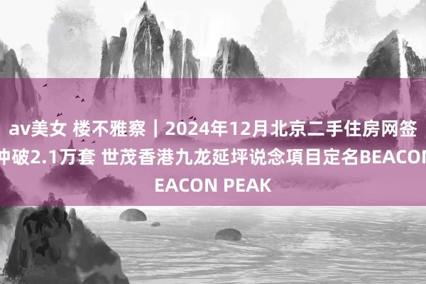 av美女 楼不雅察｜2024年12月北京二手住房网签成交量冲破2.1万套 世茂香港九龙延坪说念項目定名BEACON PEAK