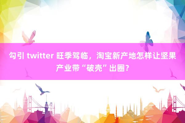 勾引 twitter 旺季驾临，淘宝新产地怎样让坚果产业带“破壳”出圈？