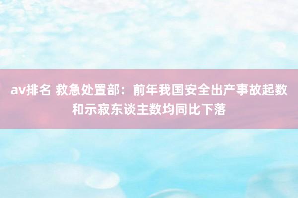 av排名 救急处置部:前年我国安全出产事故起数和示寂东谈主数均同比下落