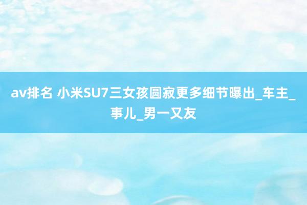 av排名 小米SU7三女孩圆寂更多细节曝出_车主_事儿_男一又友