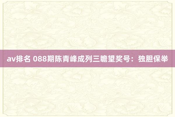 av排名 088期陈青峰成列三瞻望奖号:独胆保举
