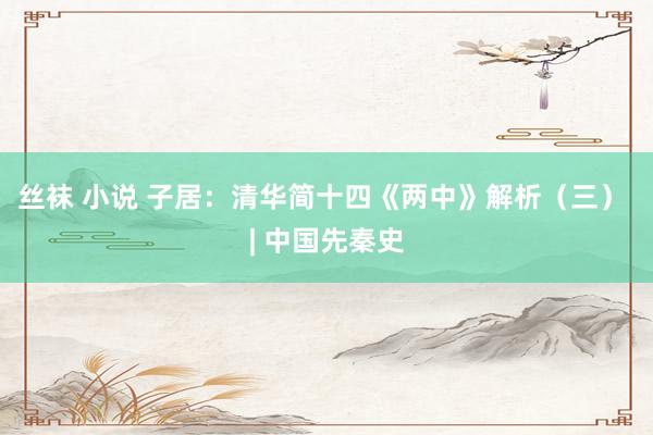 丝袜 小说 子居:清华简十四《两中》解析(三) | 中国先秦史
