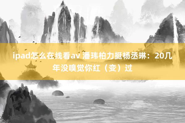 ipad怎么在线看av 潘玮柏力挺杨丞琳：20几年没嗅觉你红（变）过